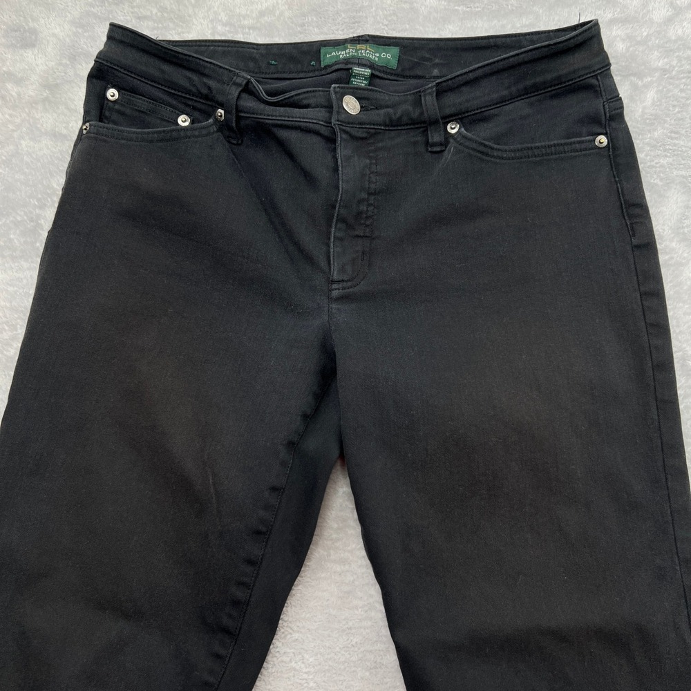 Lauren Ralph Lauren Straight Leg Jeans Size 12 Black Women Stretch Denim Classic - Picture 2 of 9